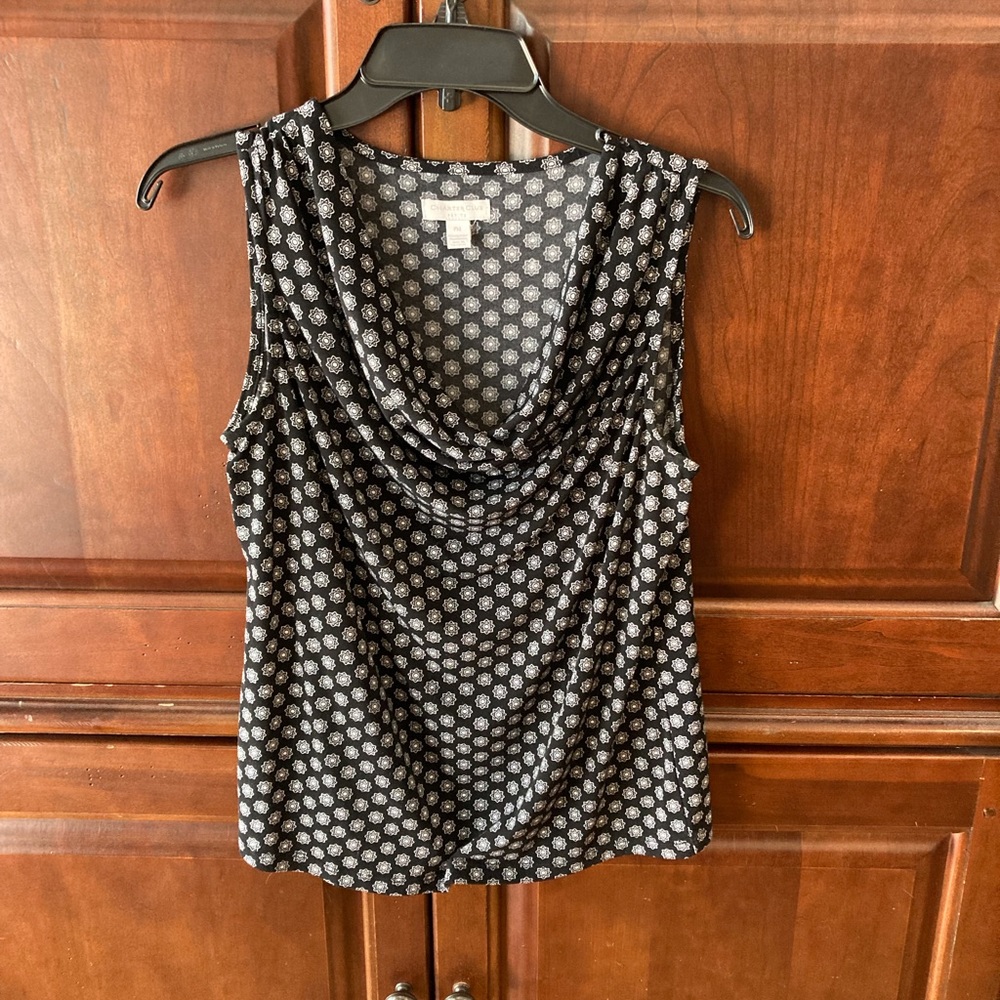 Charter club black & white dressy top